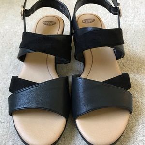 Dr. Scholls black suede fashion sandal
